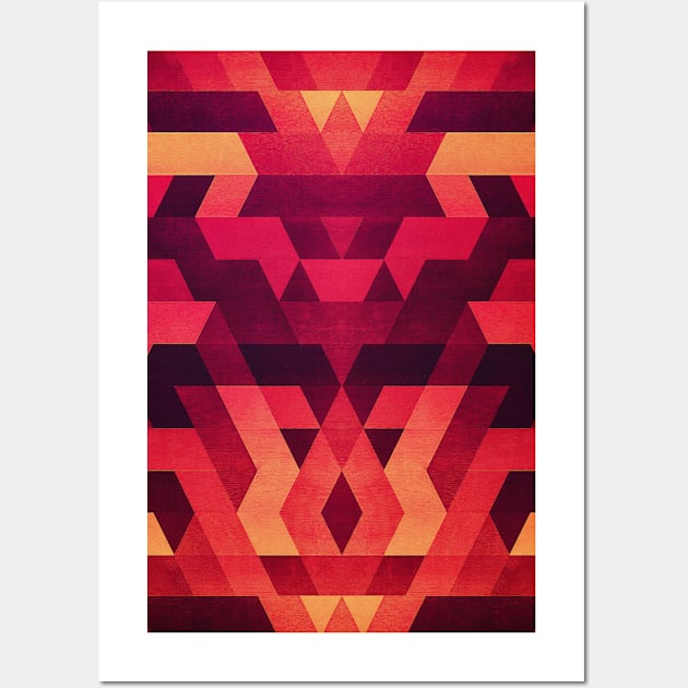 Abstract red geometric triangle texture pattern design (Digital Futrure - Hipster / Fashion) Wall Art by badbugs